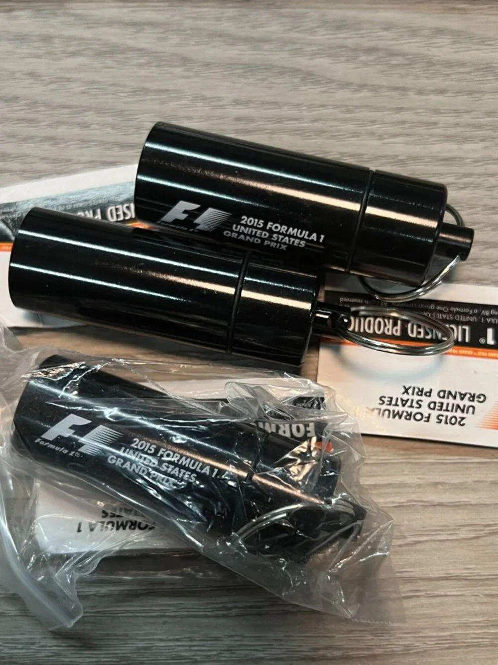 Formula 1 Earplugs Black Canister Keychain 312155-003 Osfa Licensed LOT of 3